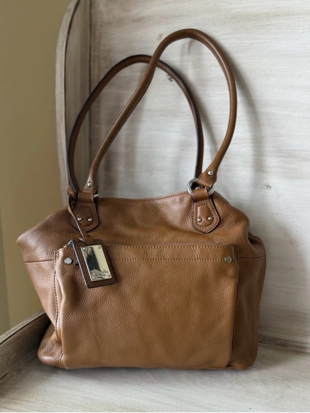 Tignanello Tan Leather Shoulder Bag